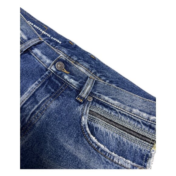 DIESEL Raw Edge Trim Designer Straight Fit Denim Jeans Black Blue Mens 36x32 - Picture 7 of 7